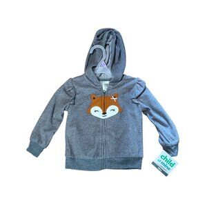 NWT Carters Child Of Mine Gray Hoodie Jacket Fox Outdoor Adventure Toodler 18M